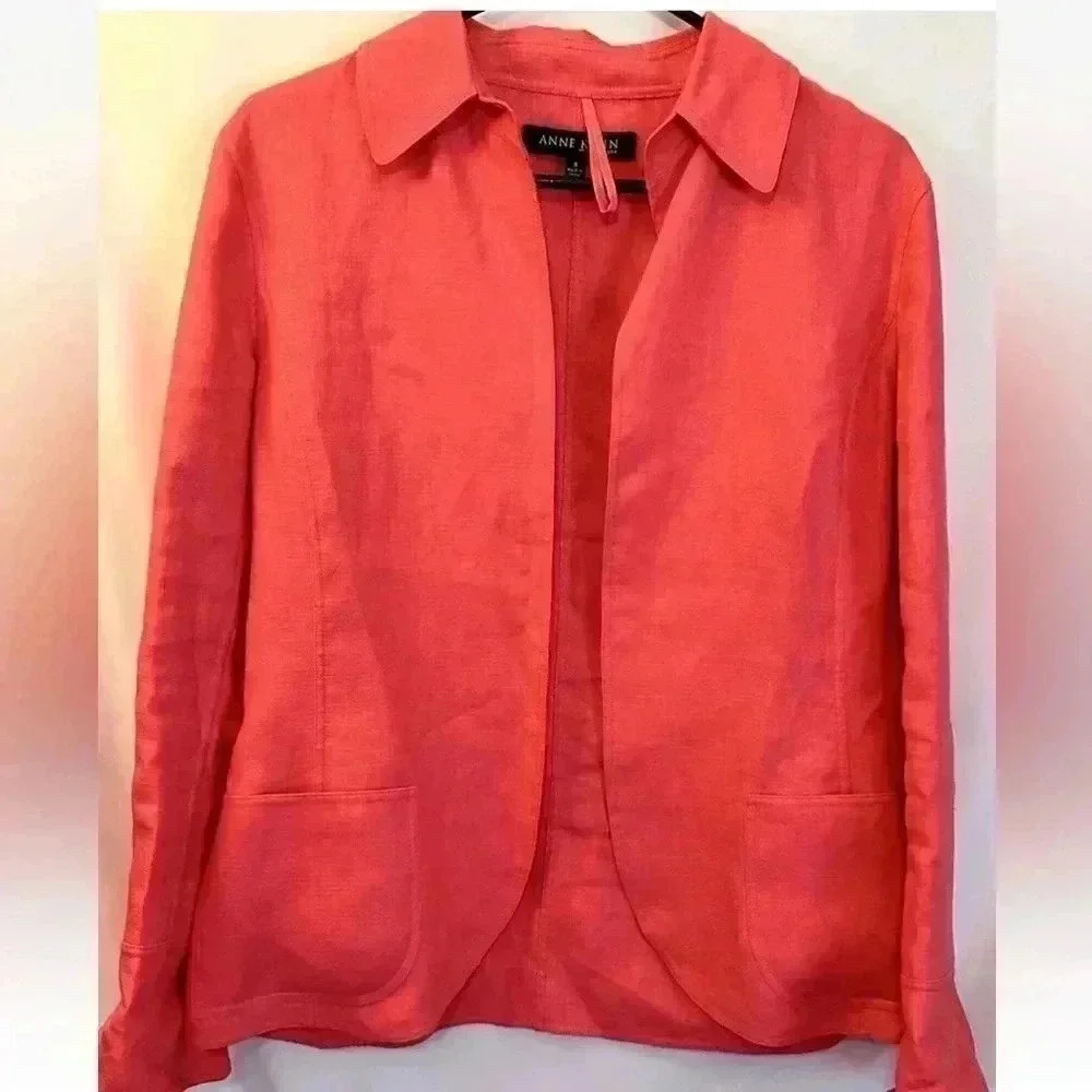 Anne Klein Pink Blazer Size Small Open Front EUC Gorgeous!!